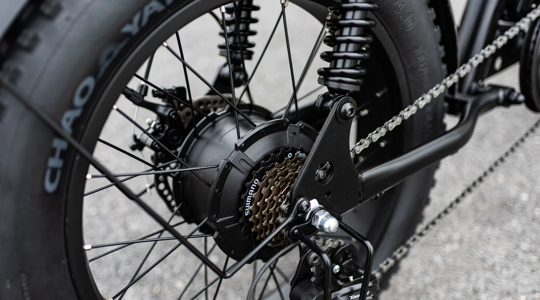 Electric bicycle drivetrain and rear hub motor
